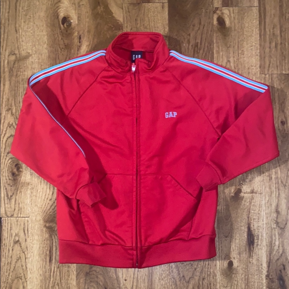 Little boys size small 5-6 red GAP track coat.